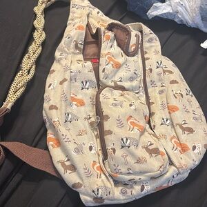 Animal Print Backpack with Braided Strap